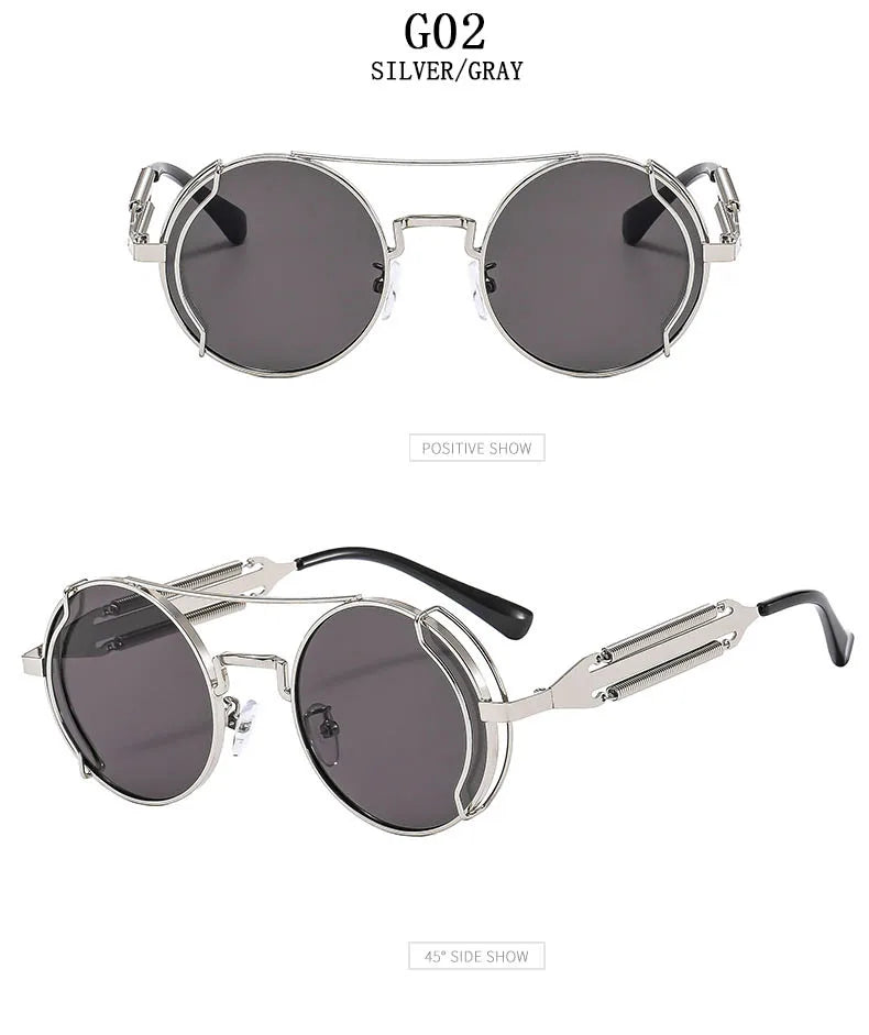 Punk Sunglasses For Men Designer Vintage Round Steampunk Fashion Glasses Retro Sunglasses Women 2024 Gafas De Sol Hombre Lunette