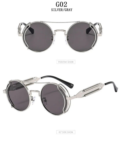 Punk Sunglasses For Men Designer Vintage Round Steampunk Fashion Glasses Retro Sunglasses Women 2024 Gafas De Sol Hombre Lunette
