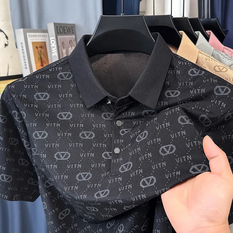 Fashion brand men's short sleeve polo shirt summer new item original printing custom design youth comfortable top casual T-shirt