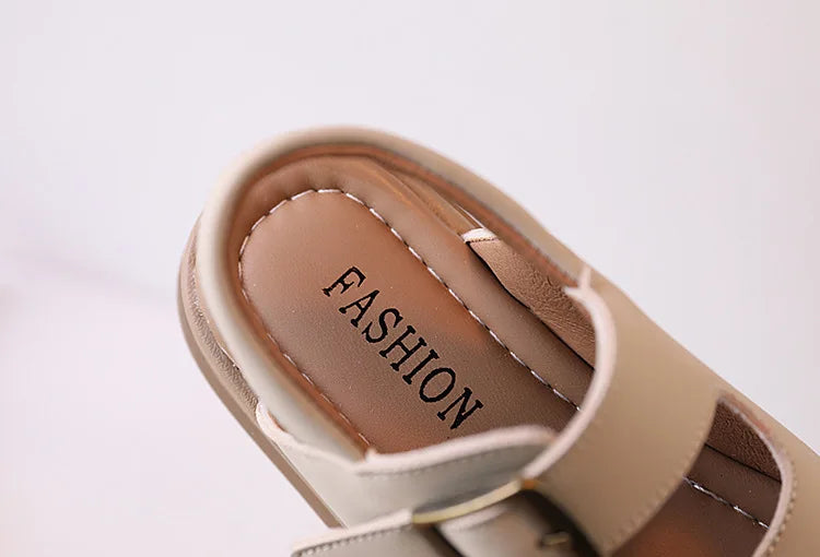 Classic Brown Boys Sandals Summer Sea Holiday Shoes Slides Slingback Soft Bottom Beige Girls Sandal Platform Sandals Kids H03243