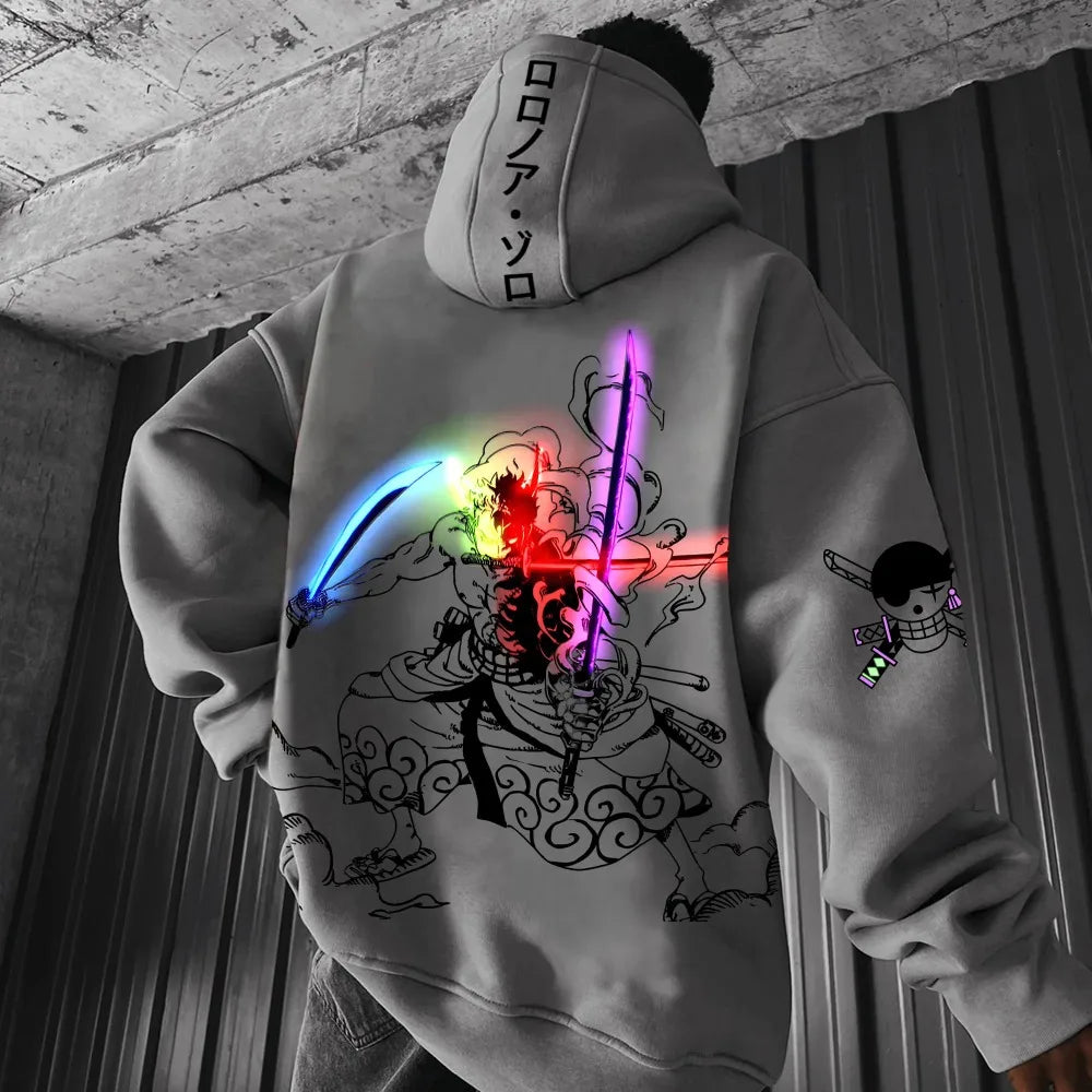 ONE PIECE Men's Hoodie Sweater Roronoa Zoro Japan Anime Summer Autumn Boys Children's Long Sleeve Trend Parent-Child Clothing