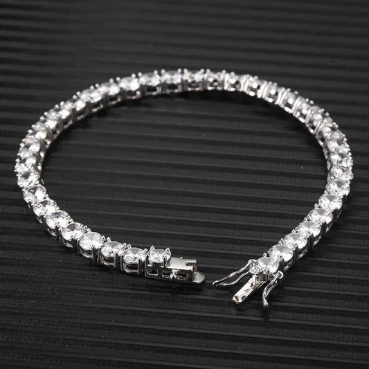 Bracelet de tennis en diamant Moissanite 3/4/5/6,5 mm pour femmes et hommes, chaîne en argent sterling 925, bijoux de luxe, cadeau pour hommes