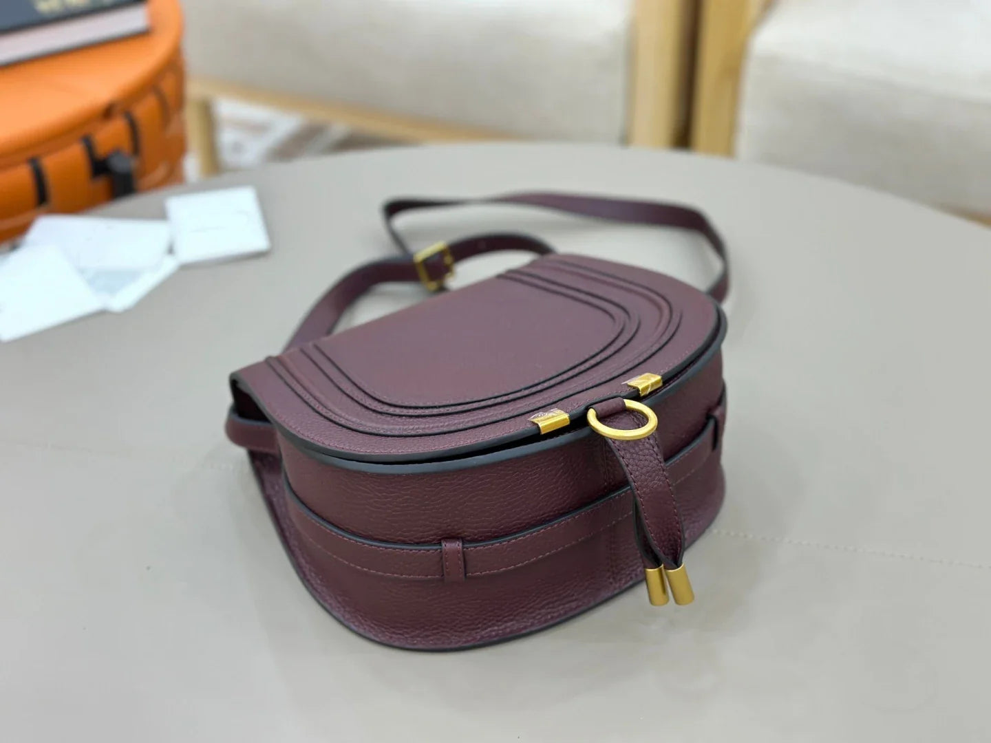 Classic Genuine Leather Saddle Crossbody Bag Vintage Fringe Shoulder Purse For Women Classic U-Shape Stitched Handbag