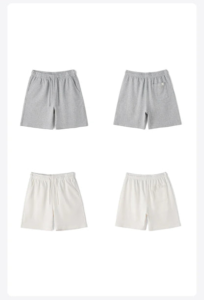 2026 Summer New 340g Twill Knit Men Shorts Casual Loose Fit Sweatpants Shorts Solid Color Breathable Jogger Shorts