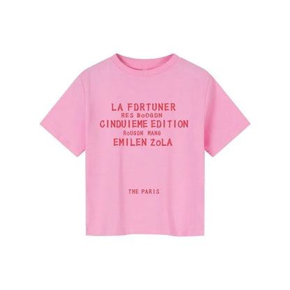 2026 New Original Design Boys' Pink Short Sleeved T-Shirt Summer Trendy Versatile Kids Half Sleeve T-Shirt