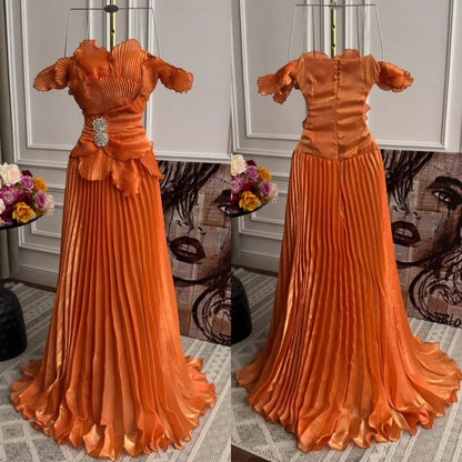 Customized Sparkle Pleat Sequined A-line Off-the-shoulder Long Dresses Bespoke Occasion Party Exquisite Classic