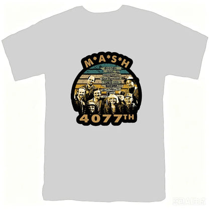 Mash Distressed Logo T Shirt Mens 4077 Licensed Classic TV Show Militarryy Green2026 High quality Brand Casual