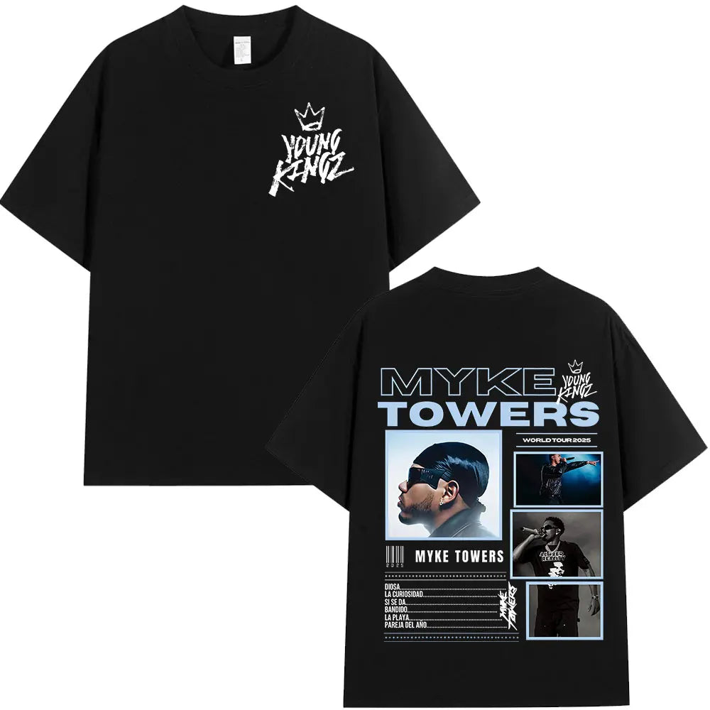 Rapper Myke Towers Graphic T-shirts Men Women Fashion Hip Hop Oversized T Shirt Comfort Cotton Short Sleeve T-shirt Streetwear
