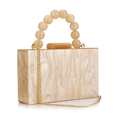 Beading Handbag Marble Acrylic Luxury Box Clutch Evening Bags Wedding Party Chain Shoulder Bag Dinner Dress Purse Festival Gift