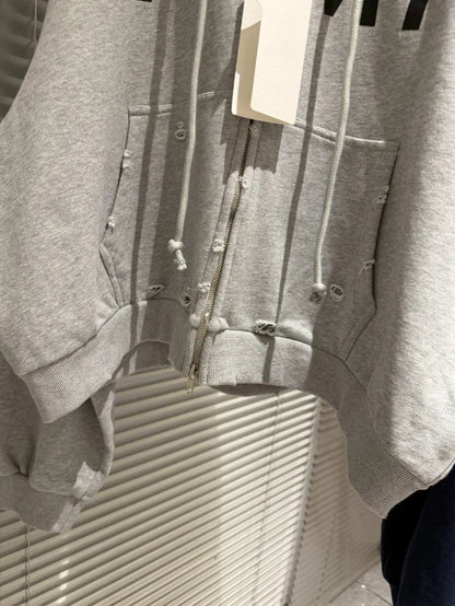 2026 Patchwork ARMY Vintage Damaged Cardigan Pullover Men Women Best Quality Hoodie