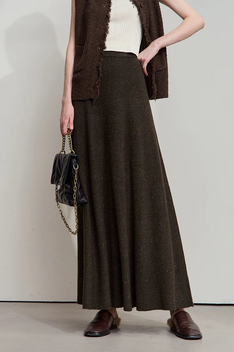 Knitted Skirts For Women 2025 Spring New Gentle A-line Long Skirt Loose Solid Color Elegant Versatile Woman Clothes12553045
