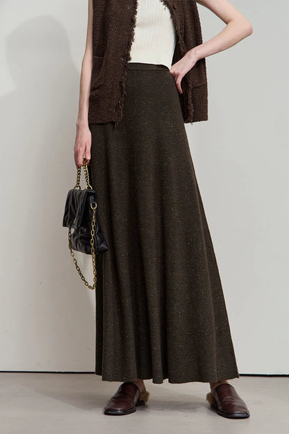 Knitted Skirts For Women 2025 Spring New Gentle A-line Long Skirt Loose Solid Color Elegant Versatile Woman Clothes12553045