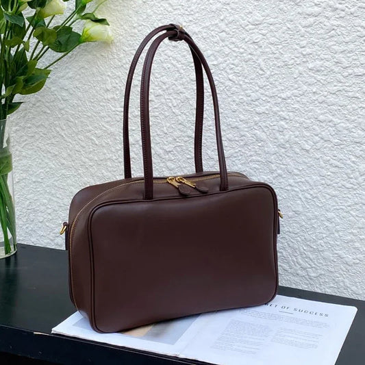 Genuine Leather Fashion Women Shoudler Black Bags Luxury Desiger Ladies Crossbody Cowhide Brown Large Bag Female Handbags Coffe