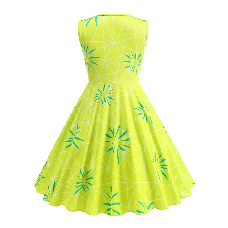 Cartoon Movie Cosplay Costumes Halloween Girls Joy Sadness Dress Kids Print Frocks Children Soft Sleepwear Carnival Sets
