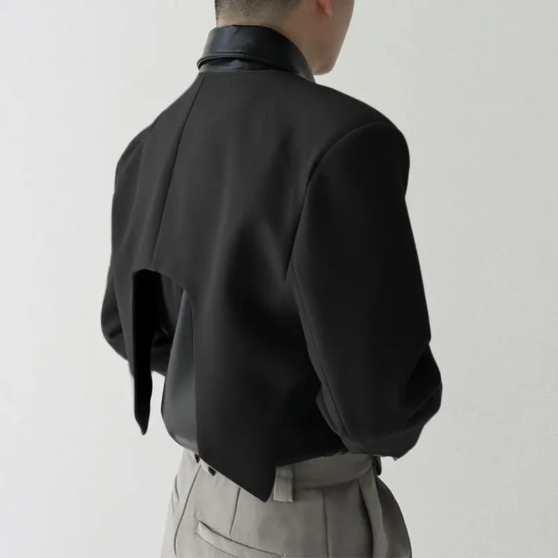 Men Blazer Solid Color Open Stitch Long Sleeve Irregular Thin Suits Men 2024 Streetwear Fashion Casual Crop Coats S-5XL