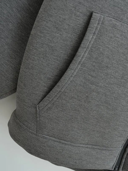2026 Casual Women's Soild Zipper Hoodie Long Sleeve Big Pocket Zipper Jacket With Hood Female Loose Outerwear Coat Tops