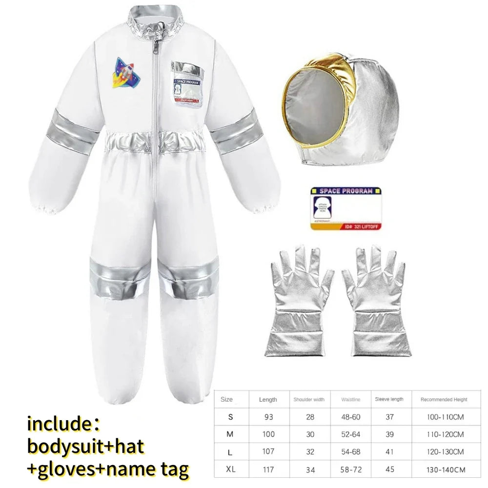 New Astronaut Boys Girls Cosplay Costume for Kids Spaceman Child Halloween Dress Up Children Rocket Jumpsuit Outfit Bodysuits