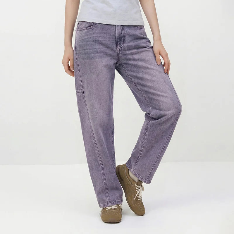Semir Women Pants Denim Cotton Vintage Distressed Slit Wide Leg Curved Street Style Fashion Cool 2026 Summer Casual Wear Top