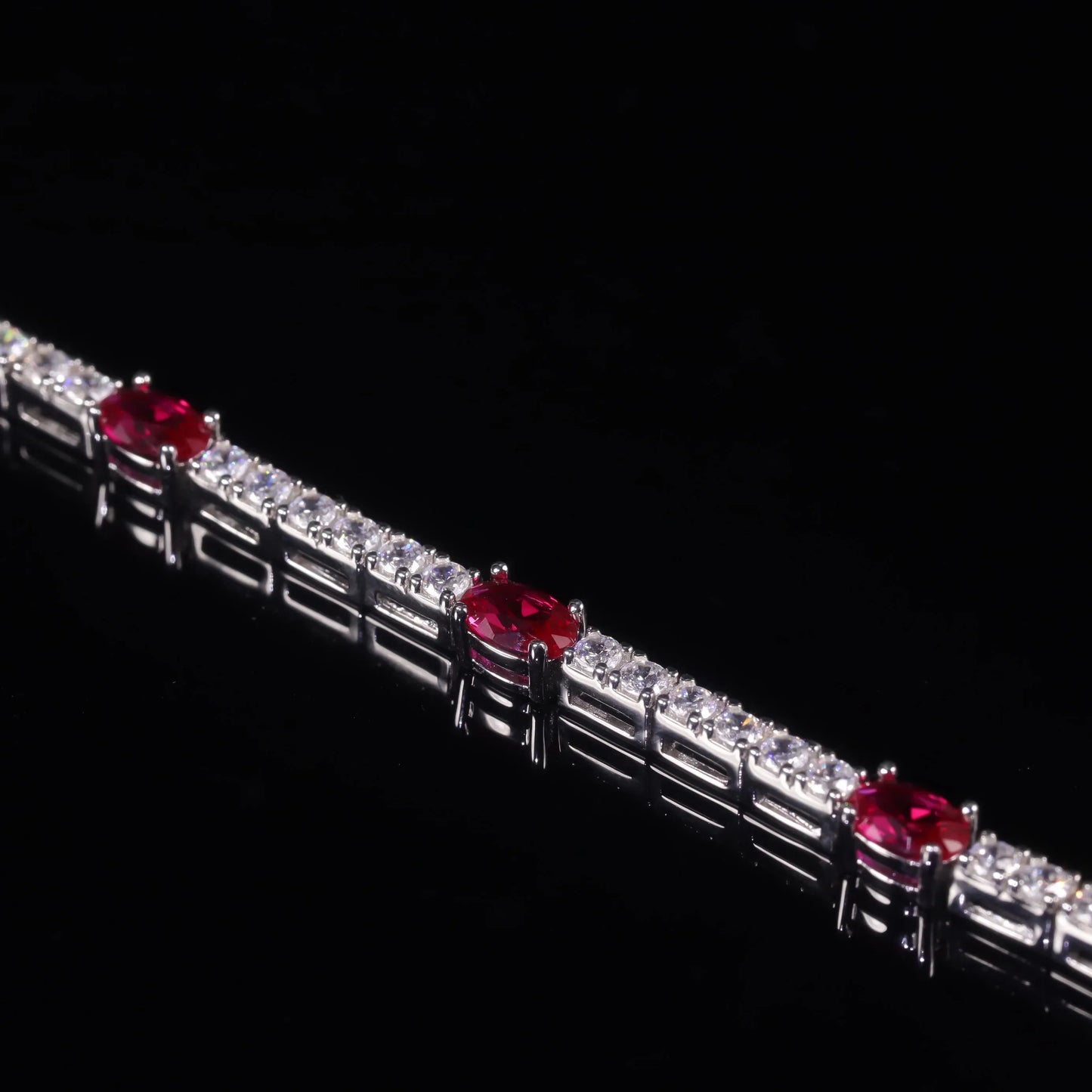 Lab Grown Ruby Tennis Bracelet 925 Sterling Silver Birthstone Bracelet  Fancy Party Wear Bracelet Gift For Women