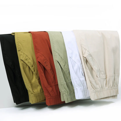 Summer Casual Washed Cotton Women's Plus Size Pants 2025 Elastic Waist Office Casual Outdoor Trousers Breathable Cool Clothing