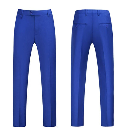 British Style Solid High Waist Trousers Men Formal Trousers High Quality Slim Fit Business Casual Suit Pants Groom Wedding Dress