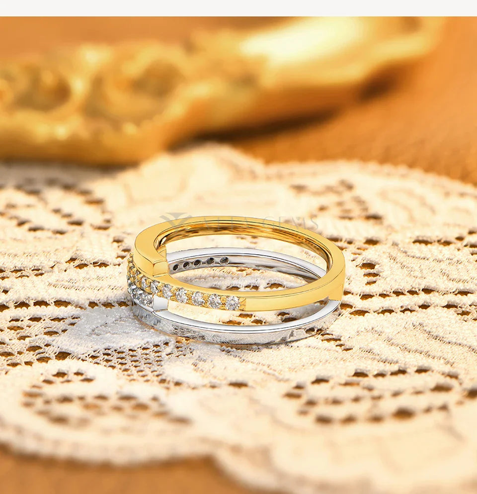 2026 Hot Two Tone Gold Spinner Moissanite Ring for Women Men 925 Sterling Silver Jewelry Perfect Birthday Gifts for Her