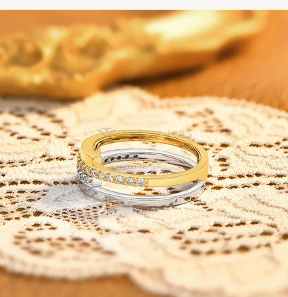 2026 Hot Two Tone Gold Spinner Moissanite Ring for Women Men 925 Sterling Silver Jewelry Perfect Birthday Gifts for Her