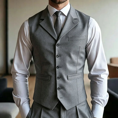 Men Vest Dark Blue With Lapel Single Button Waistcoat For Wedding Groom Banquet Business Work Office Casual Daily Men Suit Vest