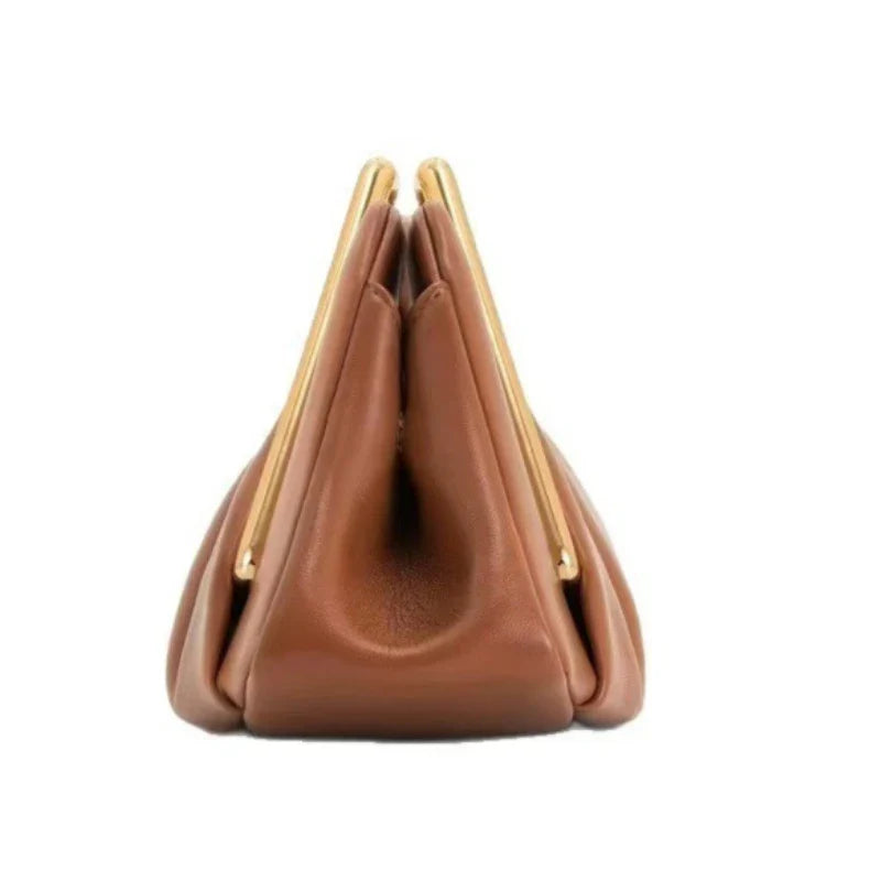 Women's PU Leather Pleated Going Out Clutch Bag Top Handle Evening Bag Party Wedding Bridesmaid Geometric Metal Handle Handbag