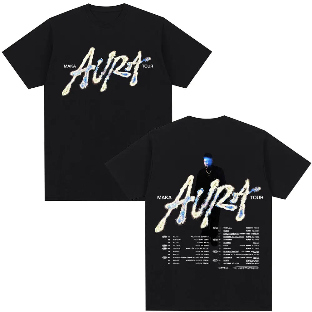 Rapper Maka Aura 2025 Tour Merch T Shirts Men Women Fashion Vintage Street T-shirt Casual Cotton Short Sleeve T Shirt Streetwear