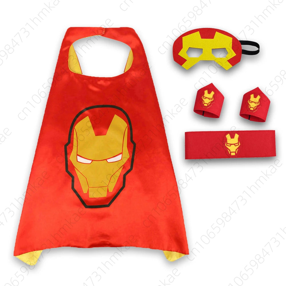 Superhero Halloween Masquerade Mask Cape Cloak Anime Spider Man Batman Cloak Action Figure Toys Cosplay Party Gift
