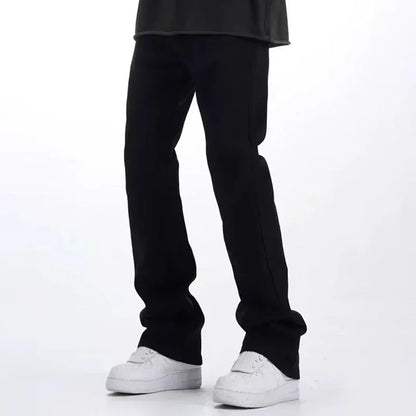 Man Solid Color Loose Fit Jeans Unisex 2025 Spring Summer New Pants American Casual Fashion Slimming Micro Flared Trousers Style