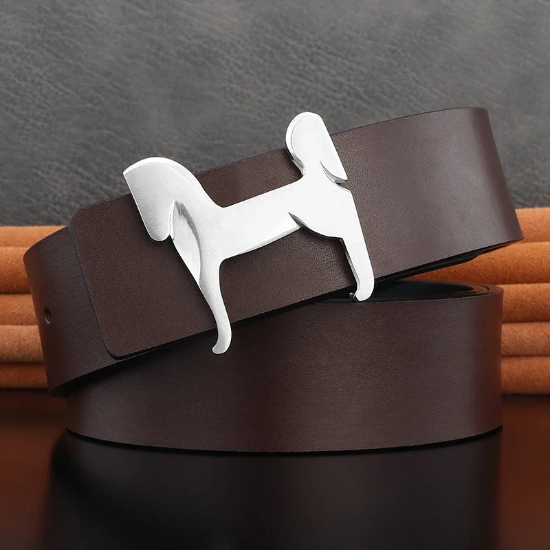 High grade Stainless steel horse slide buckle men belts 3.8cm wide genuine leather Waistband cowboy casual ceinture homme