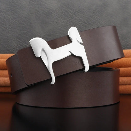 High grade Stainless steel horse slide buckle men belts 3.8cm wide genuine leather Waistband cowboy casual ceinture homme