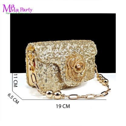 2024 Summer New Design Specials Italian Women Shoes and Bag Set in Gold Color Comfortable Heels with Appliques for Party