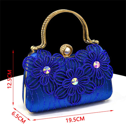 2026 Elegant Gold Color Women's Heels Handbag Set Rhinestone Embellished Designer Shoes for Weddings Special Events
