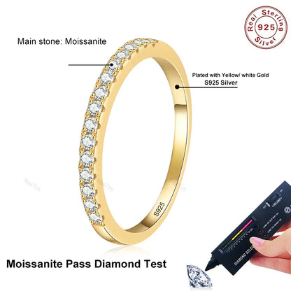 Full D Color Moissanite Wedding Band Ring 925 Sterling Silver Eternity Band Engagement Bride Bands Party Rings For Women