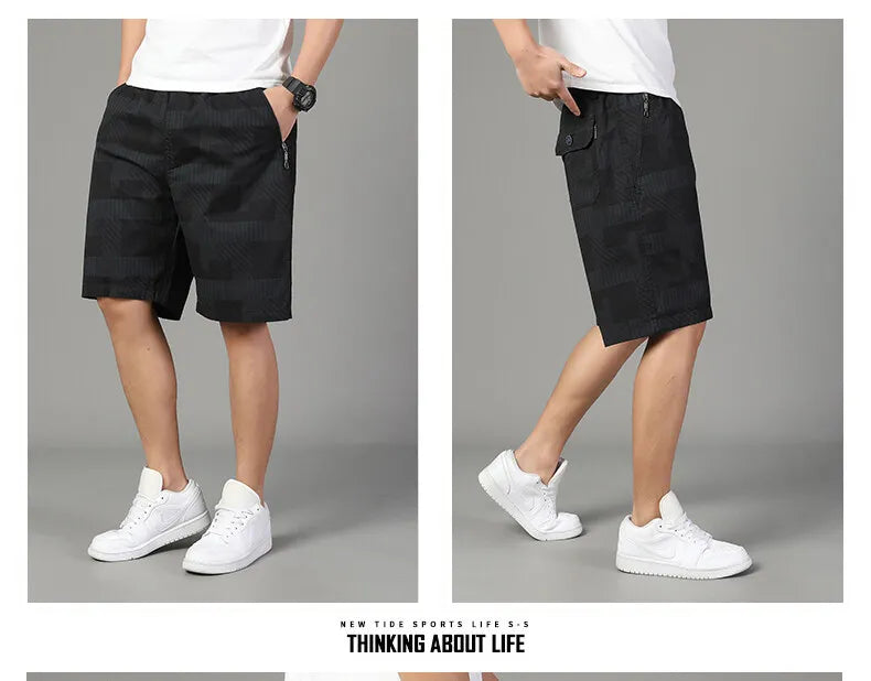 Big Size Men's Casual Shorts Summer Light Weight Shorts Outdoor Sports Cool Breathable Beach Relaxed Fit Cotton Cargo Shorts