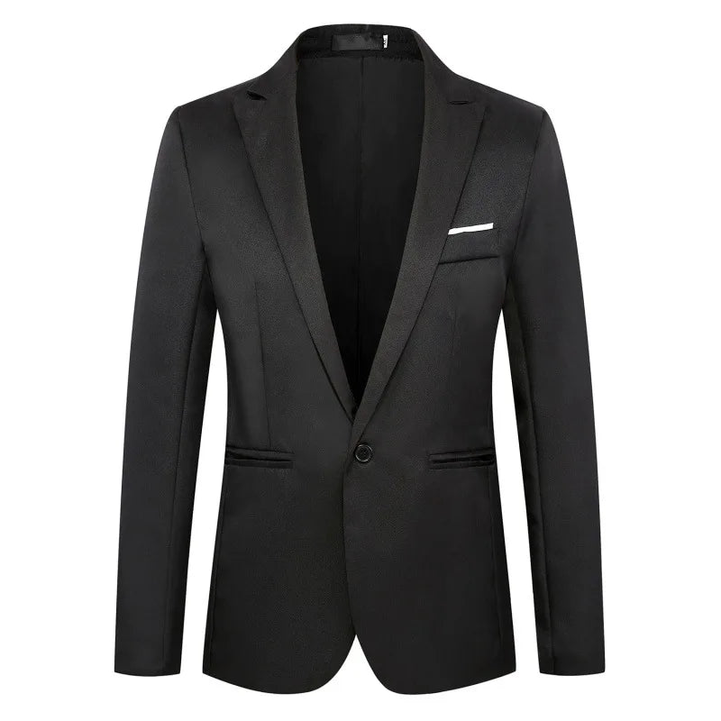 2026 New Men's Slim Blazers Fashion Single-button Business Casual Suit Jacket Solid Elegant Stylish Party Wedding Suit Tops Male