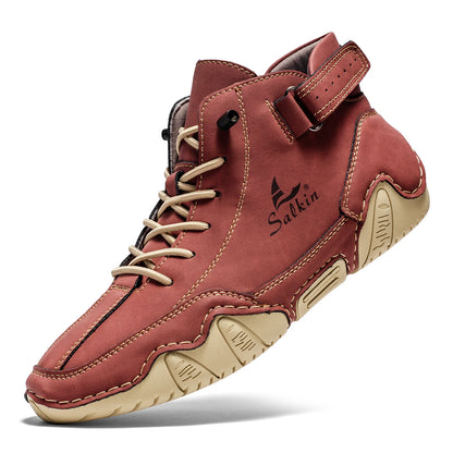 New 2025 Handmade Men Boots Design Sneakers Man Outdoor Non-Slip Casual Leather Men Shoes Ankle Boots Breathable Hot Sale