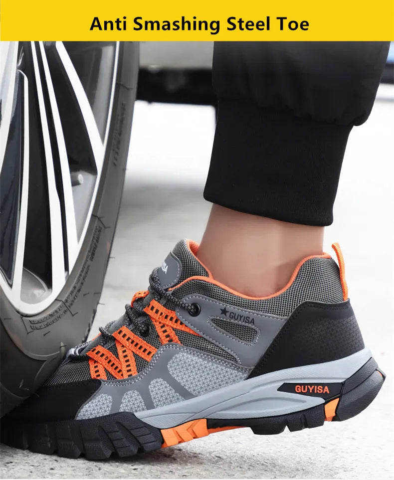 Work shoes with steel toe anti puncture work safety sneakers work man safety shoes anti-slip boots indestructible shoes for men