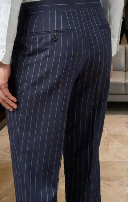 New Men's Suit Pants Haute Couture Grey Striped Slim Fit Business Formal Casual Suit Pant Groom's Dress Pants Office Banquet