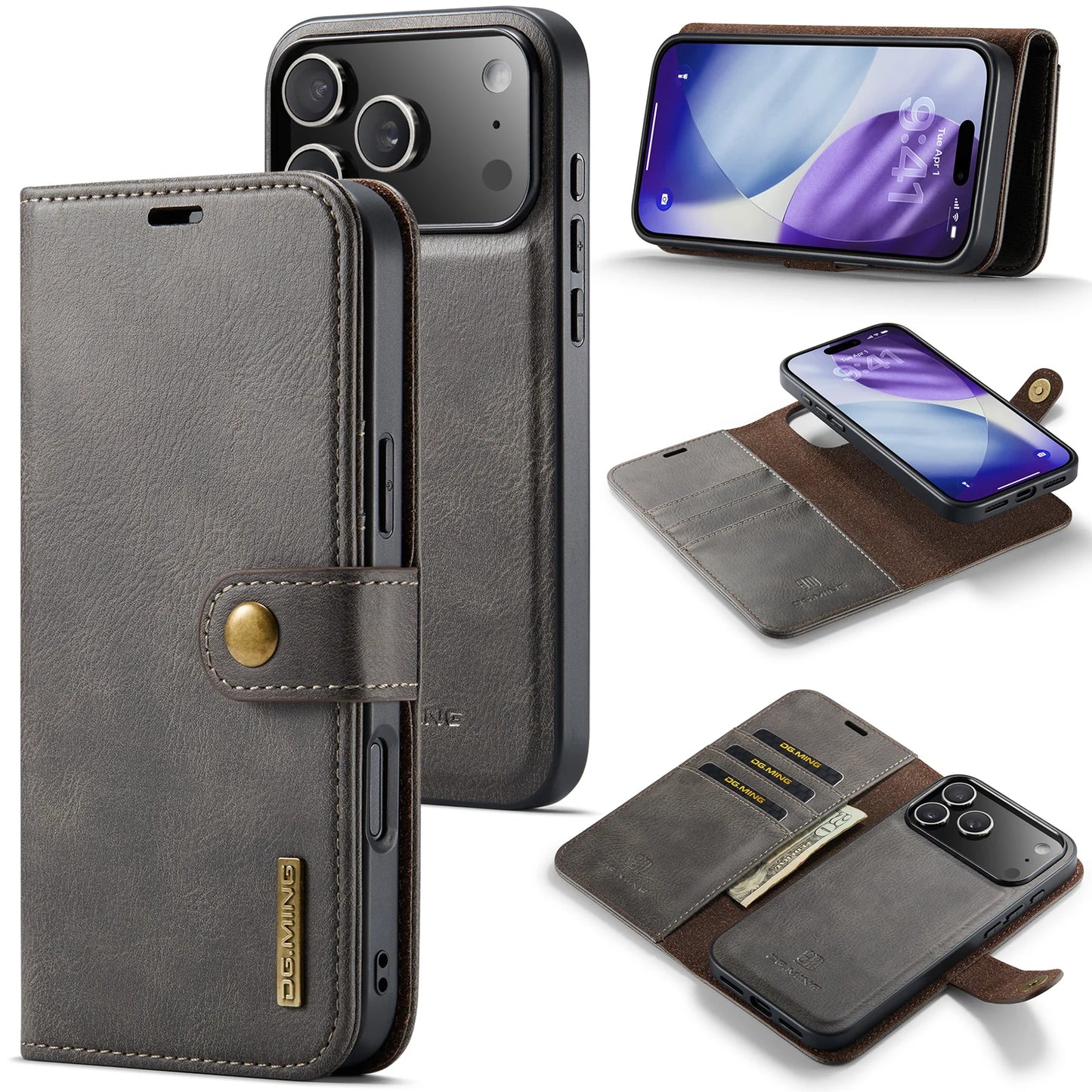 Luxury 2 in 1 Detachable Leather Case for iPhone 17 Pro Max 17 Pro 17 Air 17 Shockproof Book Bolio Magnetic Flip Cover