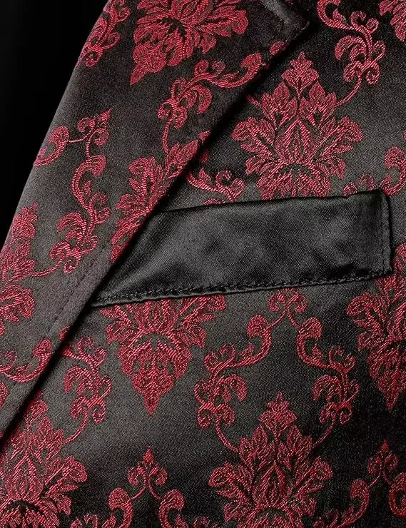 Victorian Floral Jacquard Men Suit Vest Formal Business Lapel Single Breasted Slim Fit Waistcoat Wedding Banquet Party Tops