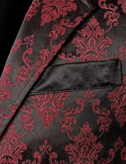 Victorian Floral Jacquard Men Suit Vest Formal Business Lapel Single Breasted Slim Fit Waistcoat Wedding Banquet Party Tops