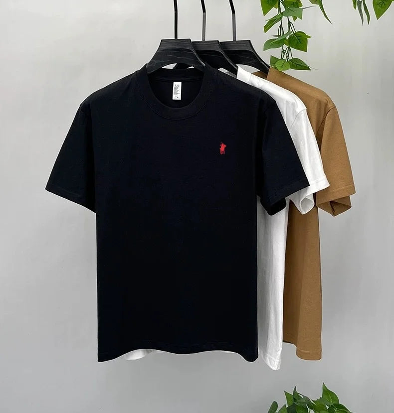 100% cotton high-end brand T-shirt short sleeve summer fashion classic pony embroidery round neck top luxury new Paul men's wear