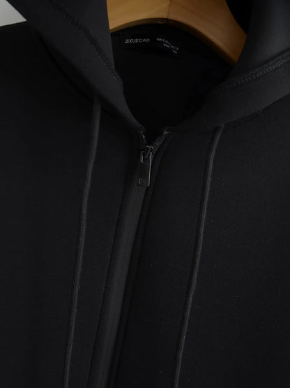 2026 Casual Women's Soild Zipper Hoodie Long Sleeve Big Pocket Zipper Jacket With Hood Female Loose Outerwear Coat Tops