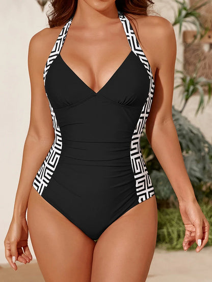 One Piece Solid Swimsuit Women 2026 Plain Ruched Swimwear Slim V Neck Bodysuit Female Bathers Bathing Swimming Swim Beach Summer