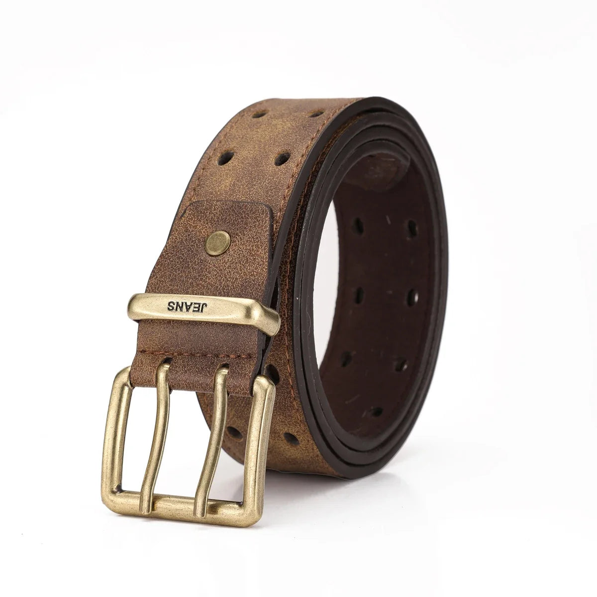 A Western-style PU Leather Belt for Both Men and Women, a Classic and Casual Retro Belt