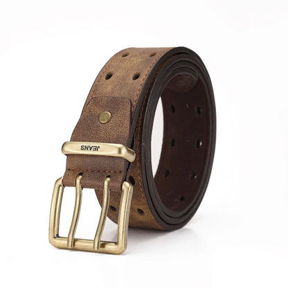 A Western-style PU Leather Belt for Both Men and Women, a Classic and Casual Retro Belt